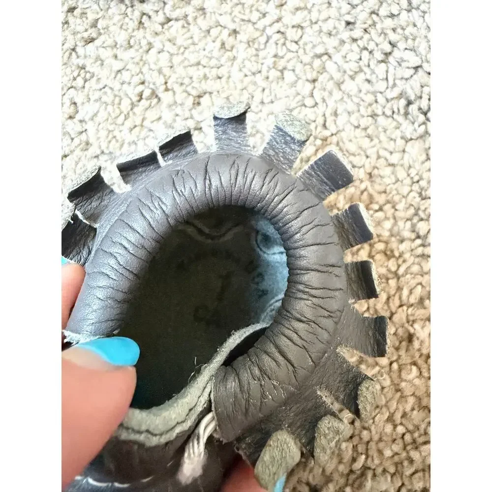 Freshly Picked Gray Leather Baby Moccasins Sz 1